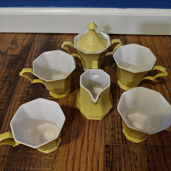 Vintage Independence Ironstone Daffodil 6 piece Teacup Set - Picture 1 of 4